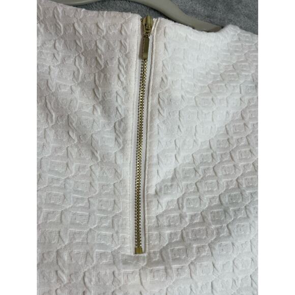 Chico's Blouse Large White Textured Back Zip Officecore Preppy Twee NWT - Picture 4 of 6